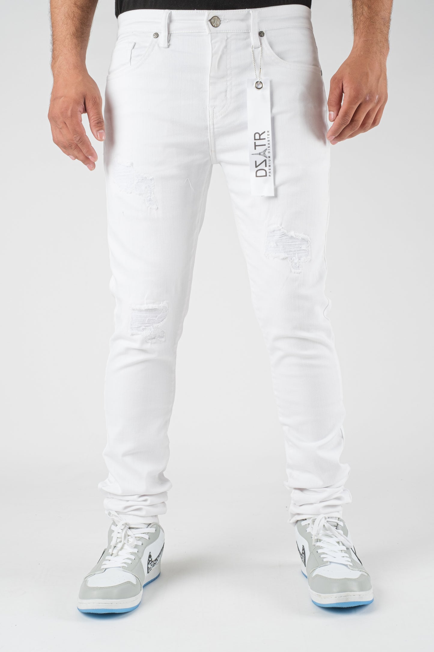 MENS CLASSIC ULTRA STRETCH DENIM - WHITE RIPS DZTR-284