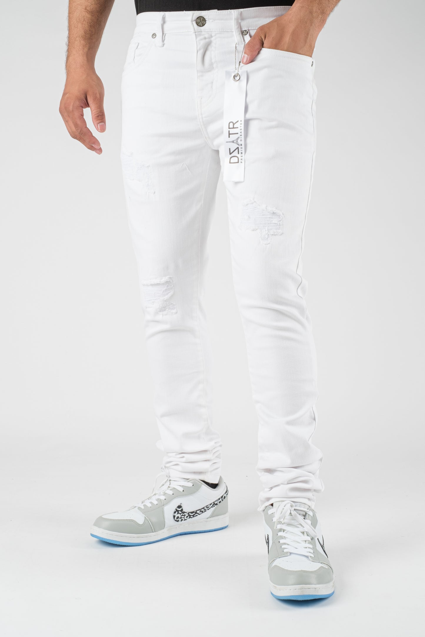 MENS CLASSIC ULTRA STRETCH DENIM - WHITE RIPS DZTR-284