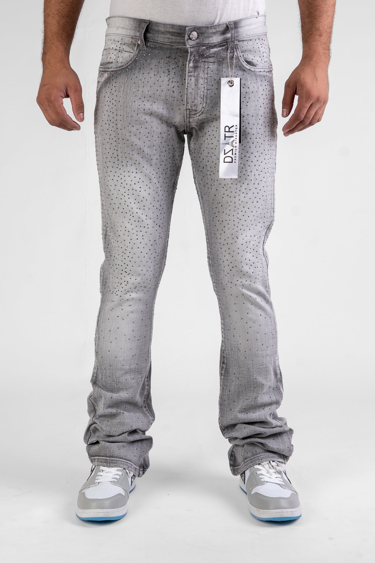 MENS CLASSIC ULTRA STRETCH DENIM - STACKED GREY STONE DZTR-492