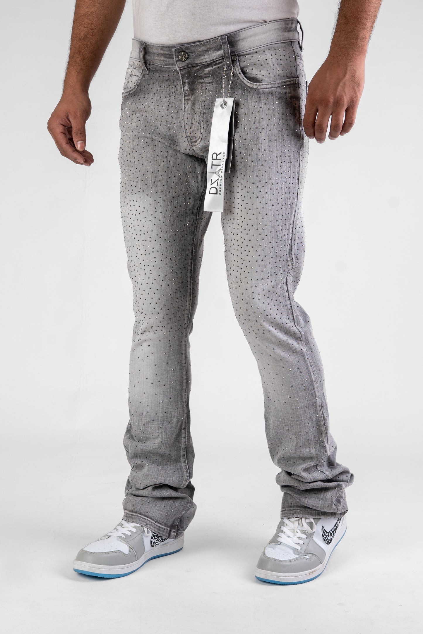 MENS CLASSIC ULTRA STRETCH DENIM - STACKED GREY STONE DZTR-492