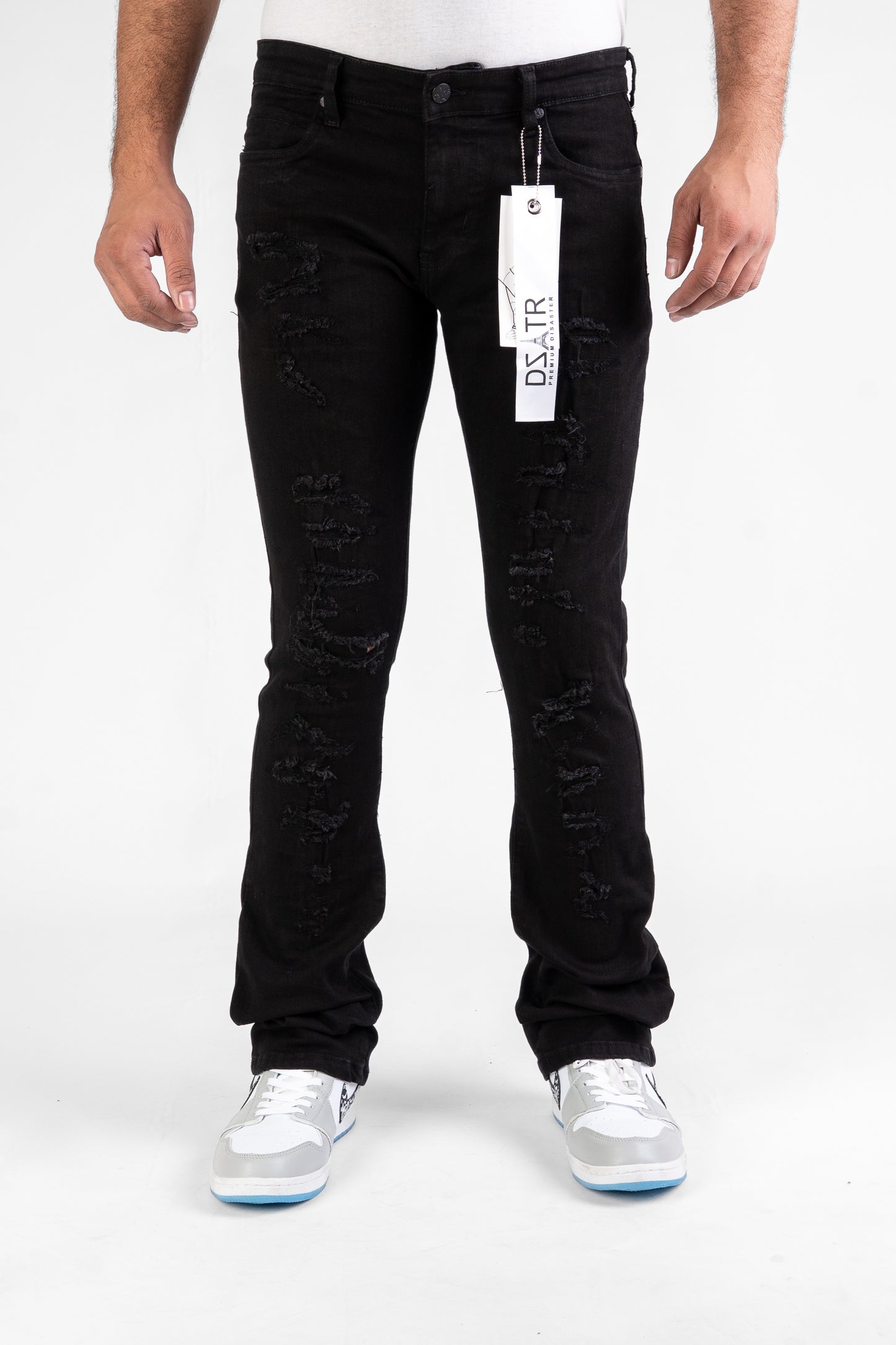 MENS CLASSIC ULTRA STRETCH DENIM - STACKED JET BLACK DZTR-494