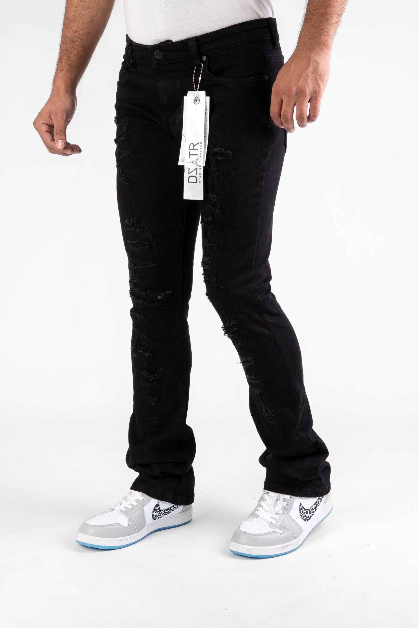 MENS CLASSIC ULTRA STRETCH DENIM - STACKED JET BLACK DZTR-494