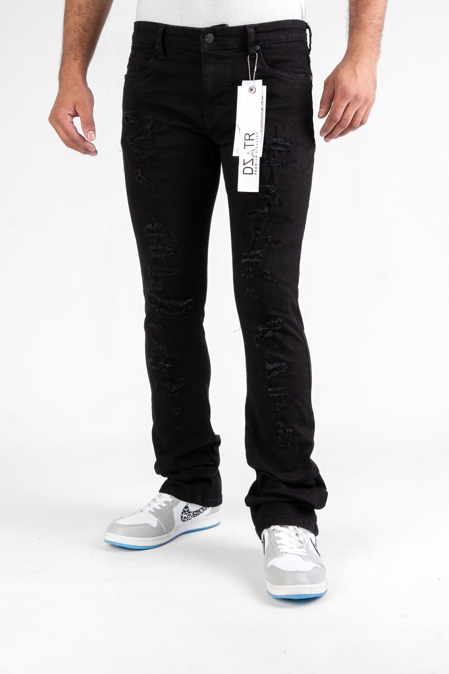 MENS CLASSIC ULTRA STRETCH DENIM - STACKED JET BLACK DZTR-494