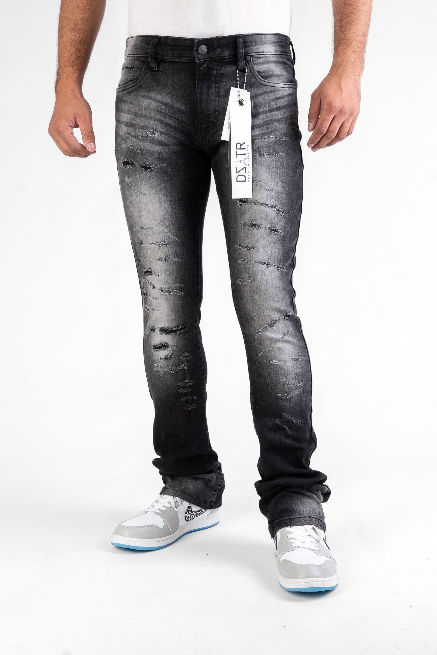 MENS CLASSIC ULTRA STRETCH DENIM - STACKED BLACK WASH DZTR-494