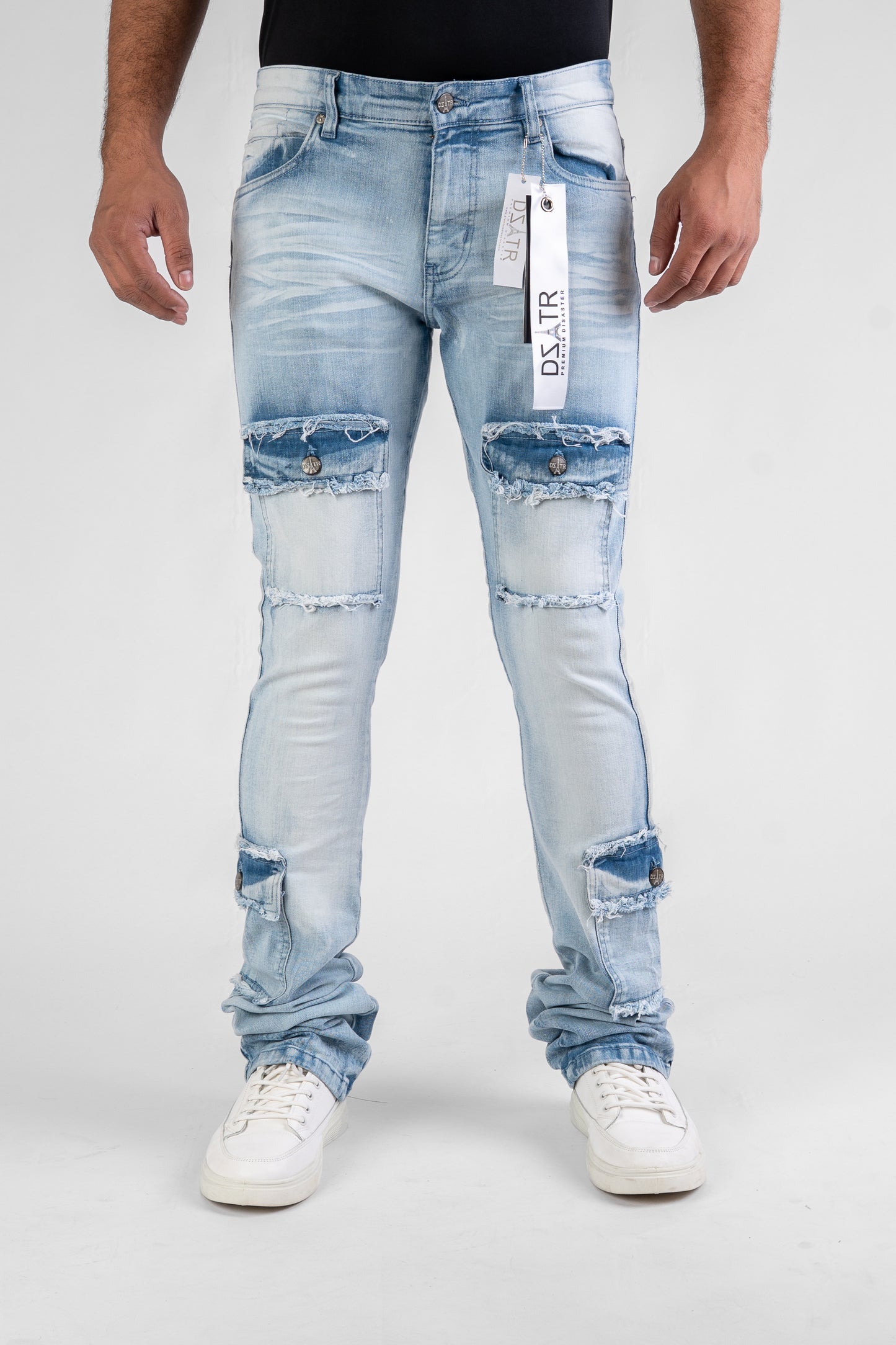MENS CLASSIC ULTRA STRETCH DENIM - STACKED ICE BLUE DZTR-489