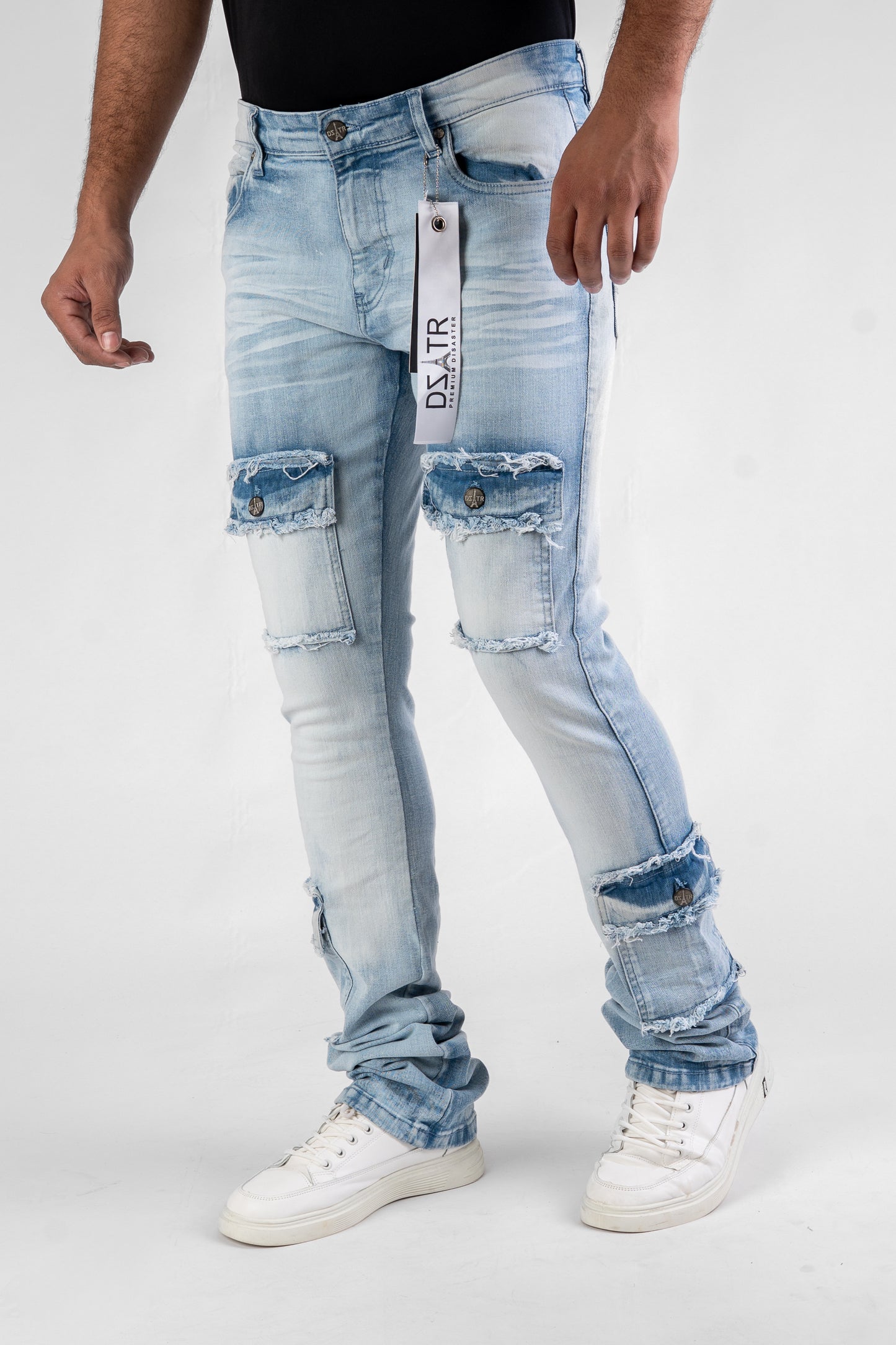 MENS CLASSIC ULTRA STRETCH DENIM - STACKED ICE BLUE DZTR-489
