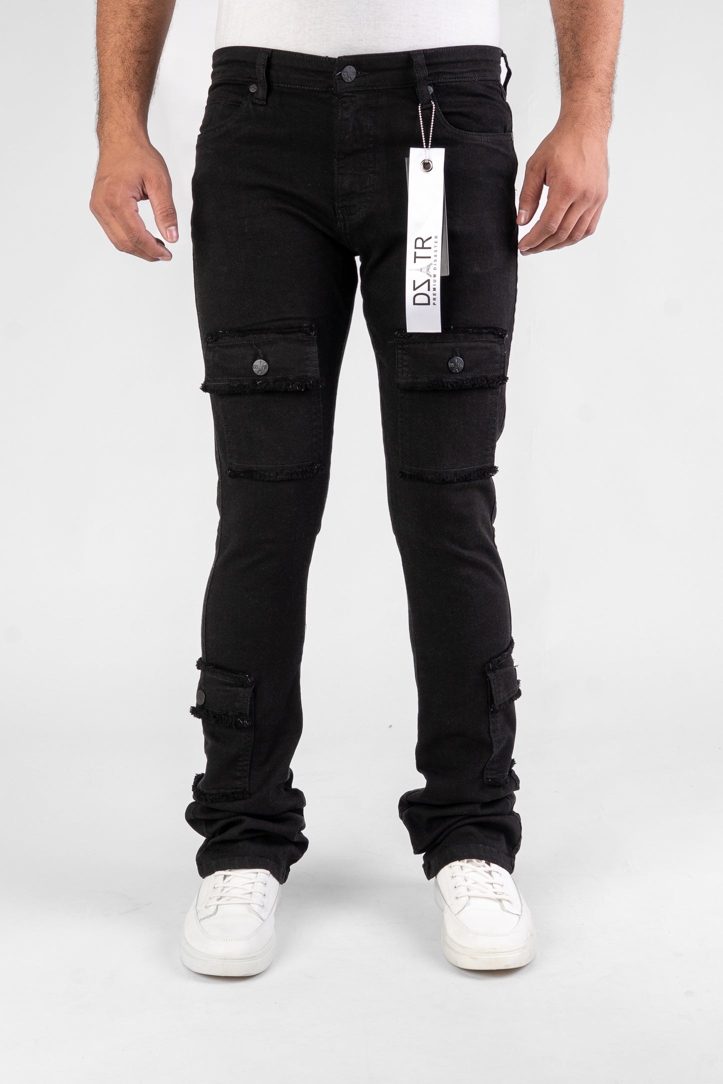 MENS CLASSIC ULTRA STRETCH DENIM - STACKED JET BLACK DZTR-489