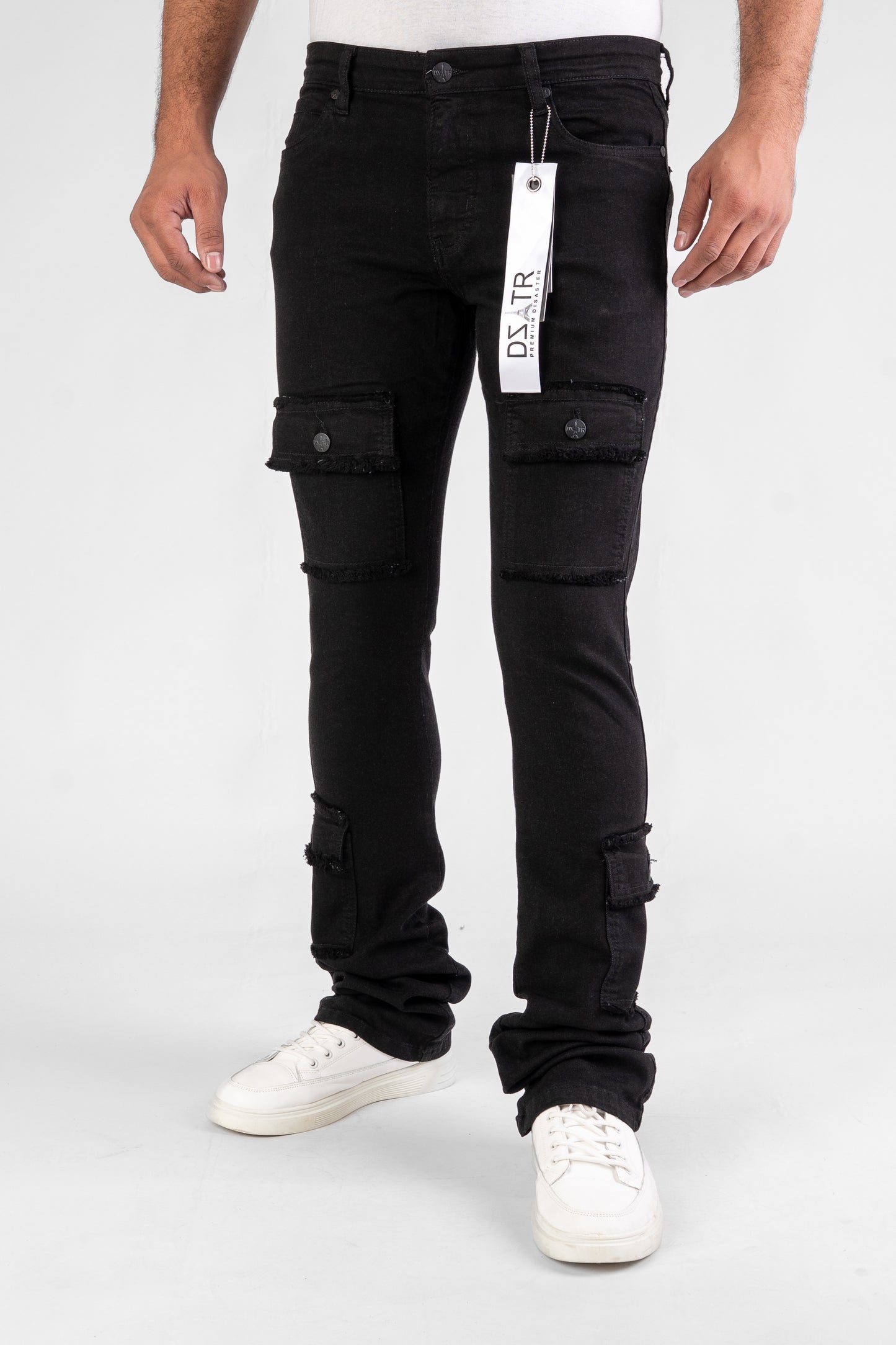 MENS CLASSIC ULTRA STRETCH DENIM - STACKED JET BLACK DZTR-489