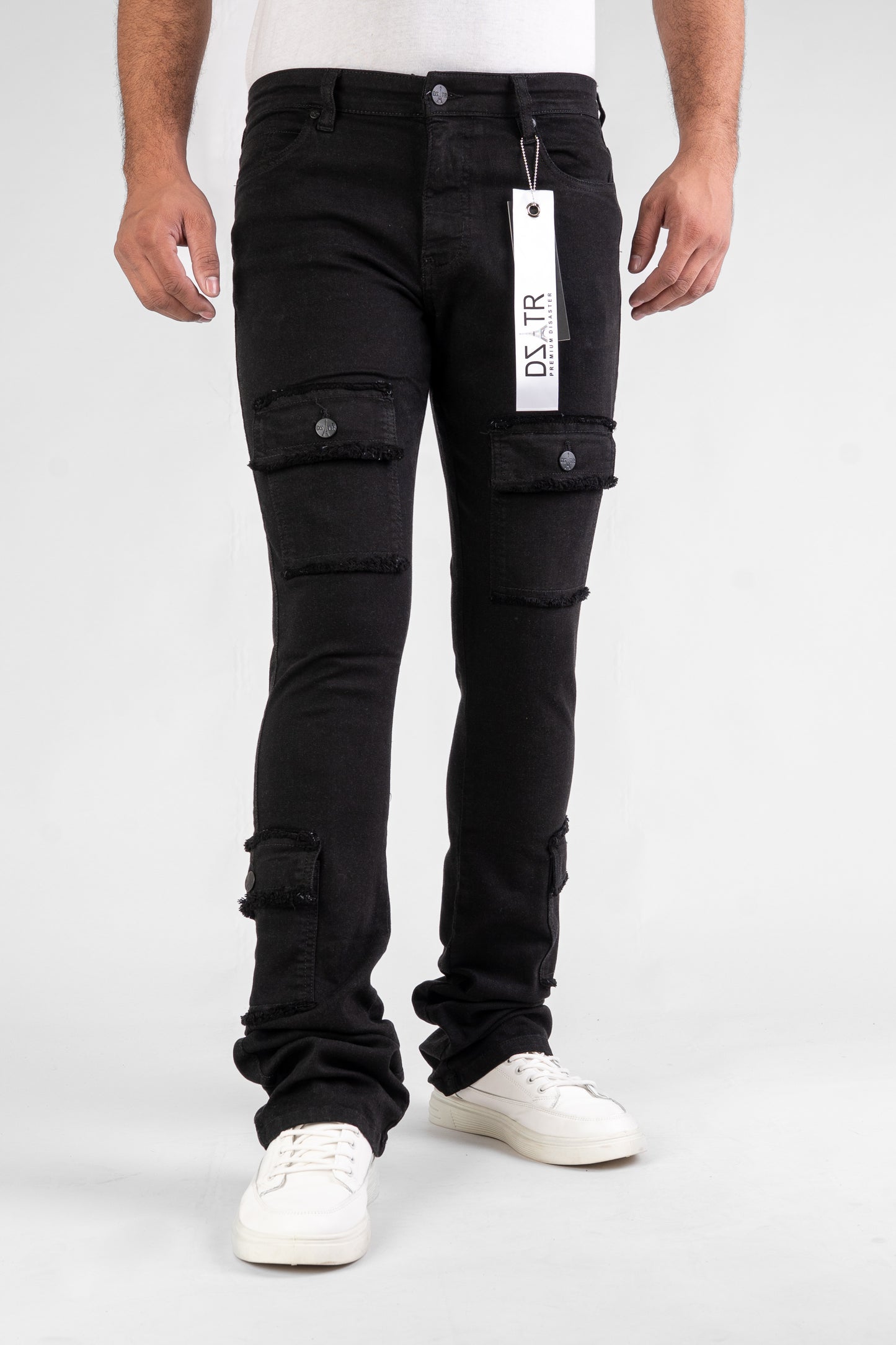 MENS CLASSIC ULTRA STRETCH DENIM - STACKED JET BLACK DZTR-489