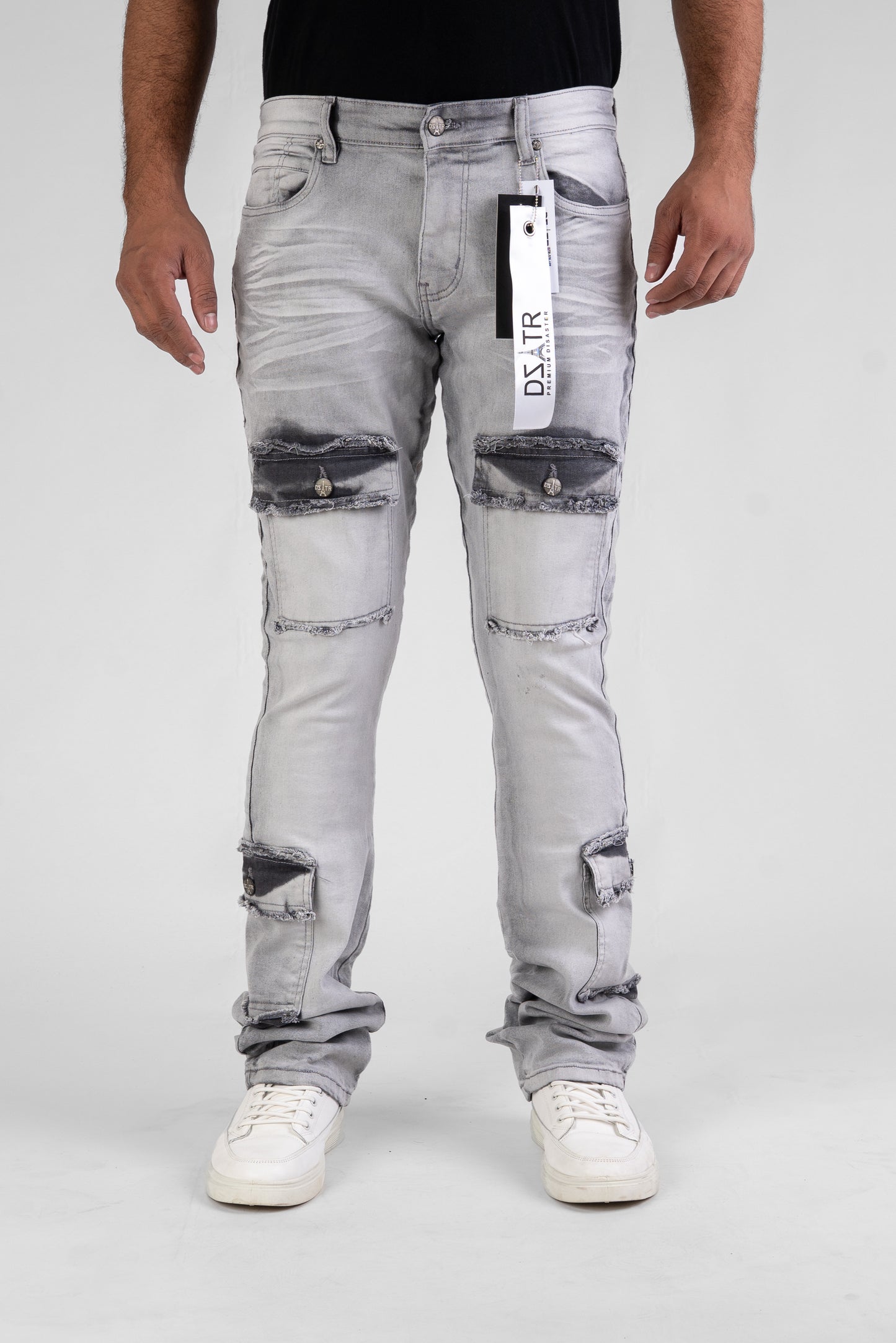 MENS CLASSIC ULTRA STRETCH DENIM - GREY STACKED DZTR-489
