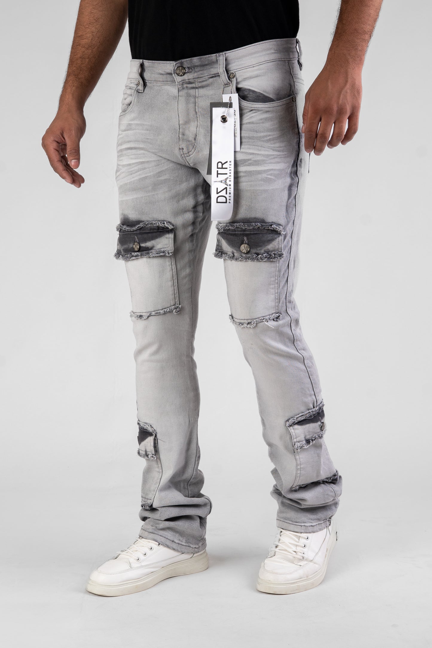 MENS CLASSIC ULTRA STRETCH DENIM - GREY STACKED DZTR-489