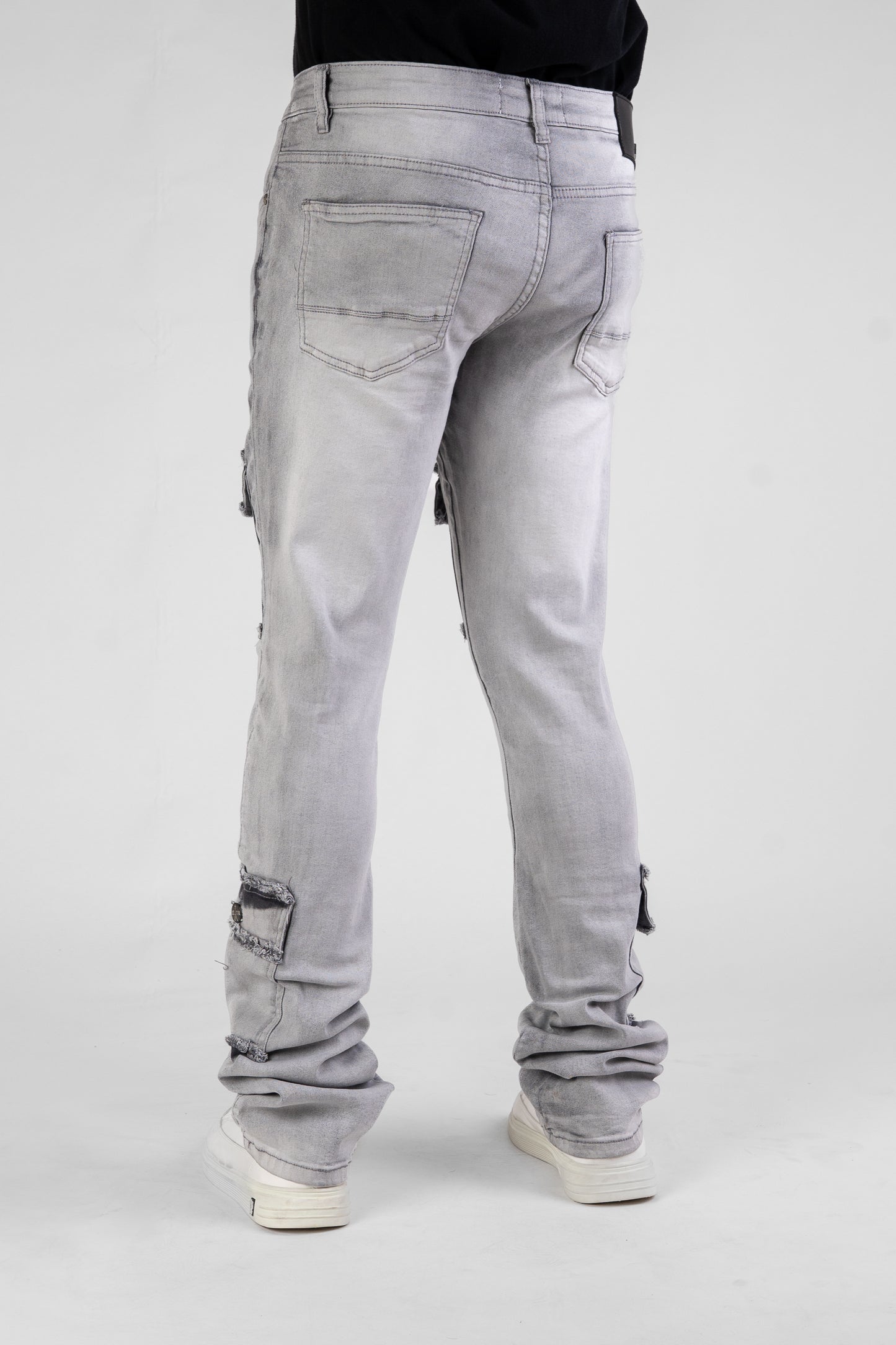 MENS CLASSIC ULTRA STRETCH DENIM - GREY STACKED DZTR-489