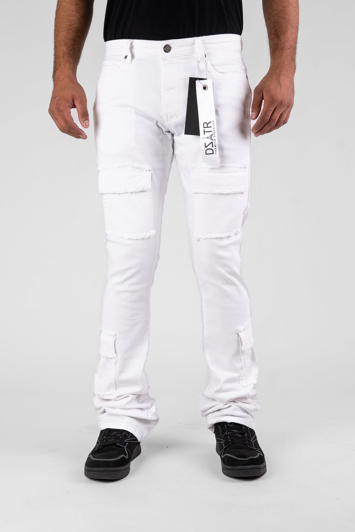MENS CLASSIC ULTRA STRETCH DENIM - STACKED WHITE DZTR-489