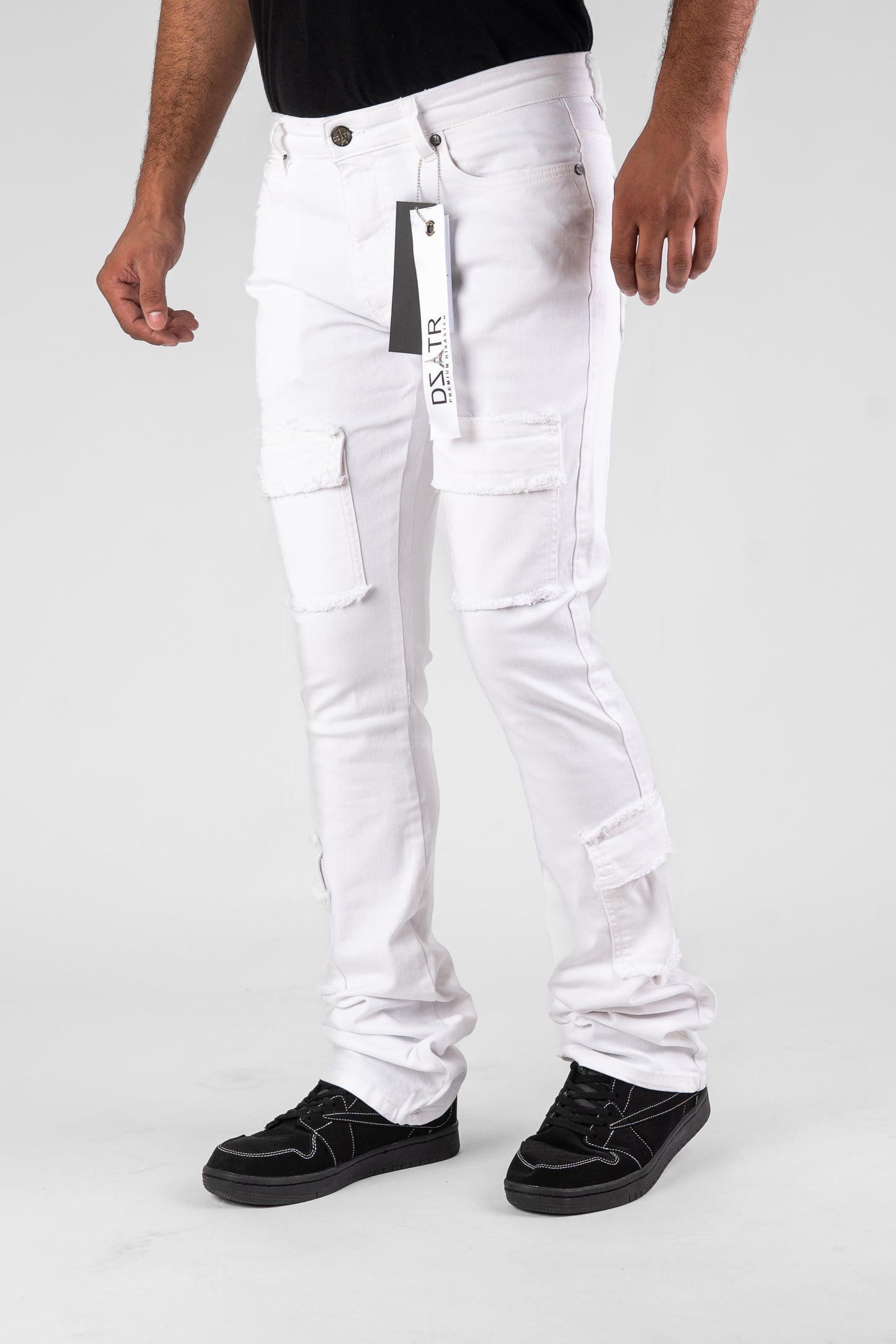 MENS CLASSIC ULTRA STRETCH DENIM - STACKED WHITE DZTR-489