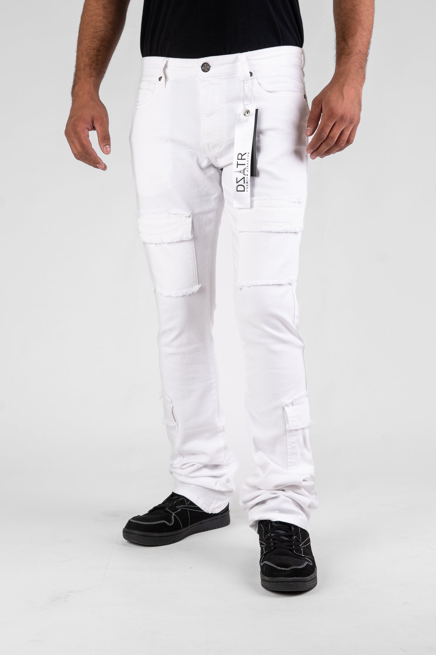 MENS CLASSIC ULTRA STRETCH DENIM - STACKED WHITE DZTR-489
