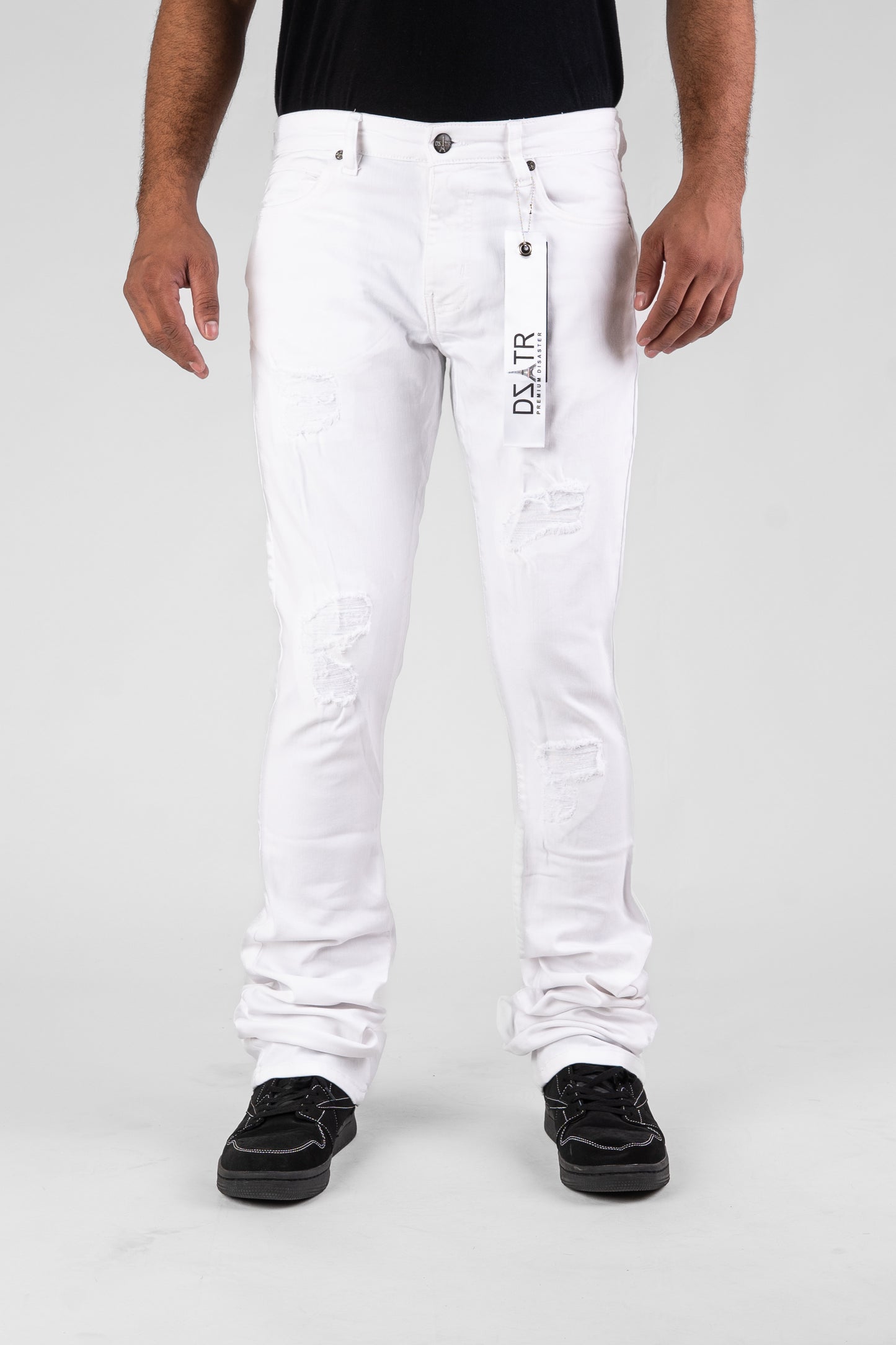 MENS CLASSIC ULTRA STRETCH DENIM - STACKED WHITE DZTR-526
