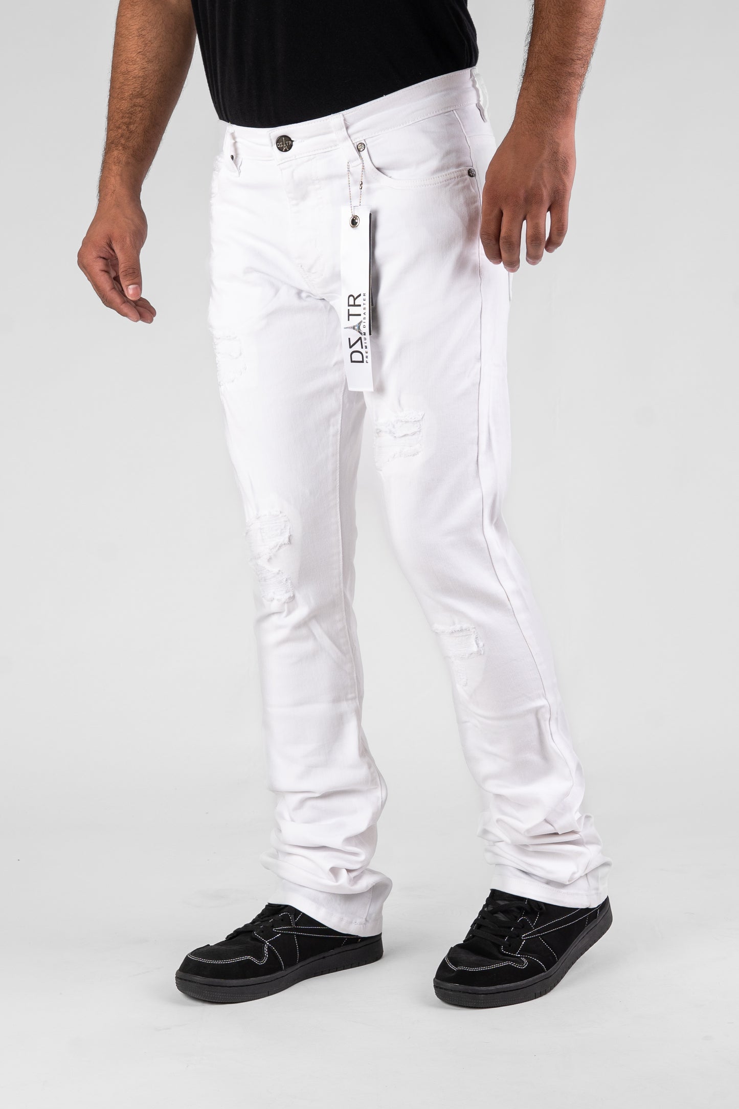 MENS CLASSIC ULTRA STRETCH DENIM - STACKED WHITE DZTR-526