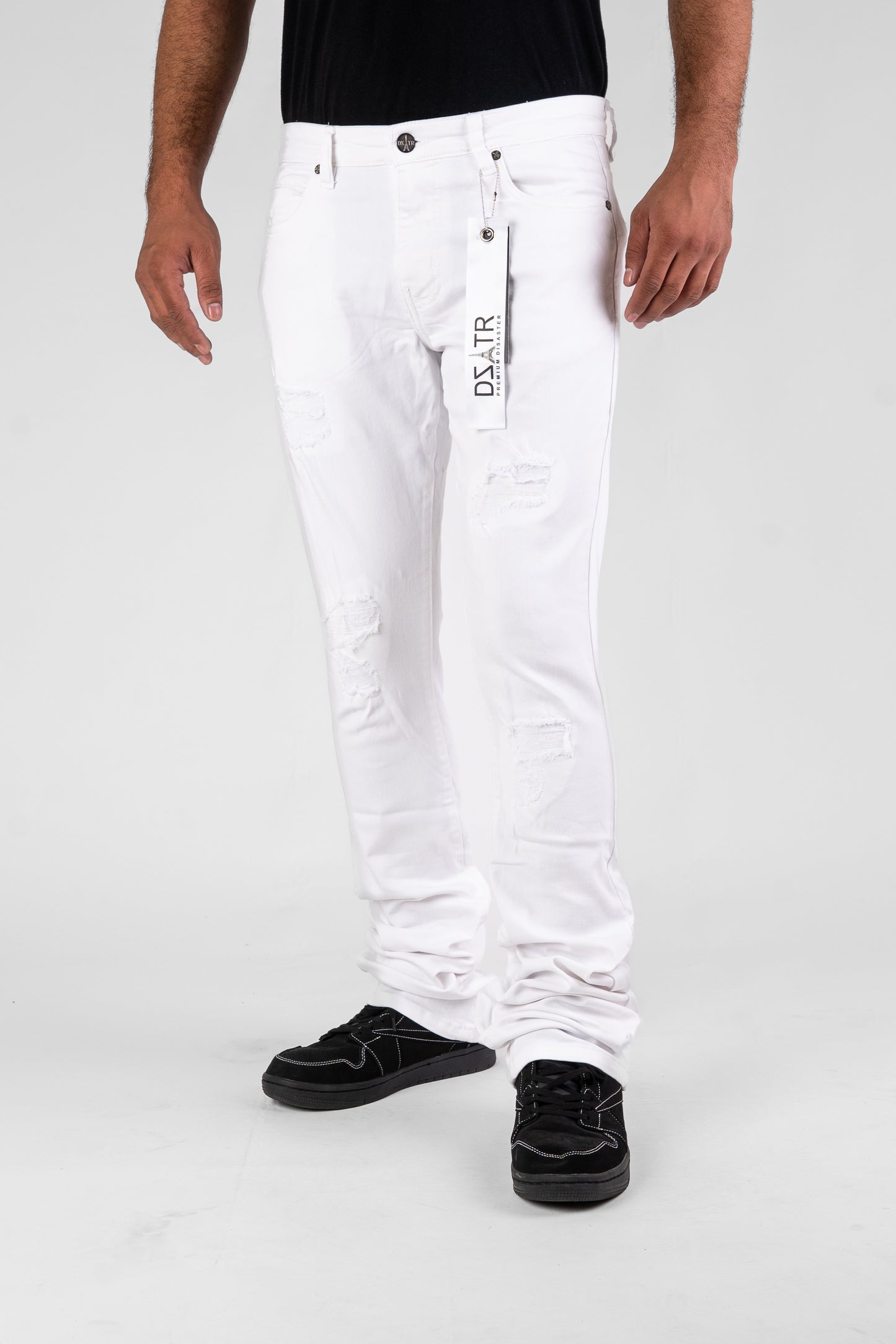 MENS CLASSIC ULTRA STRETCH DENIM - STACKED WHITE DZTR-526