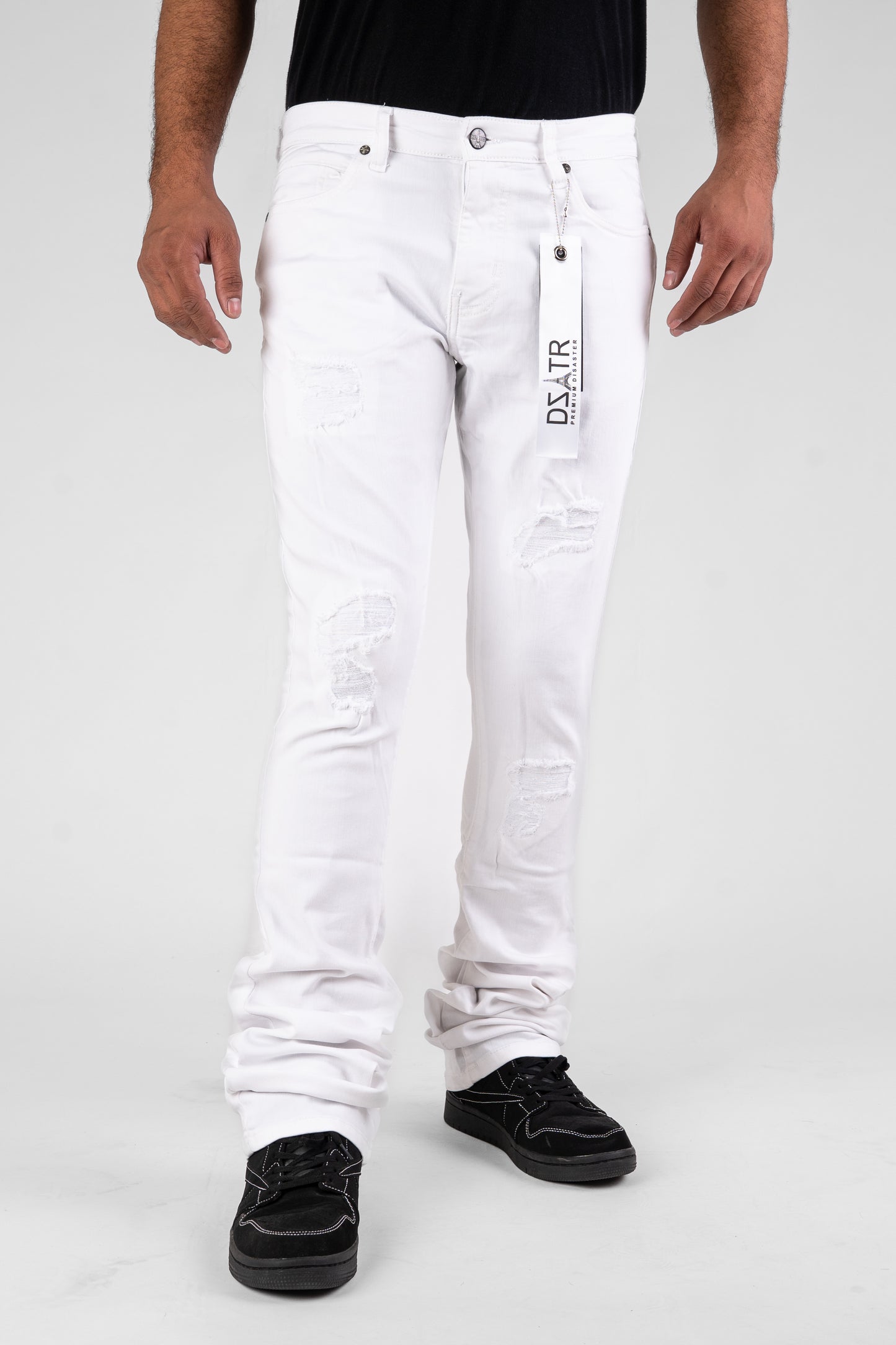 MENS CLASSIC ULTRA STRETCH DENIM - STACKED WHITE DZTR-526