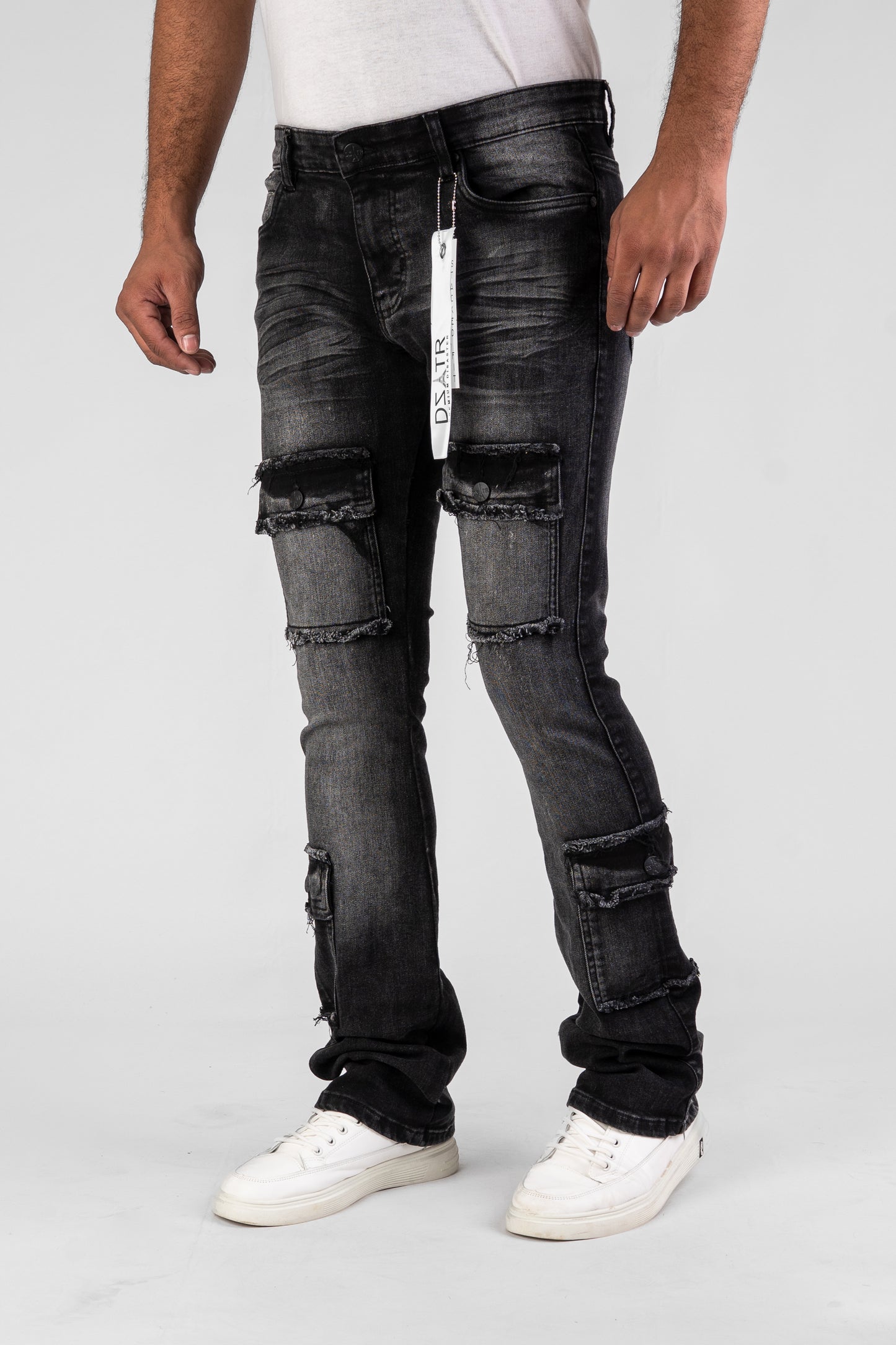 MENS CLASSIC ULTRA STRETCH DENIM - STACKED BLACK WASH DZTR-489