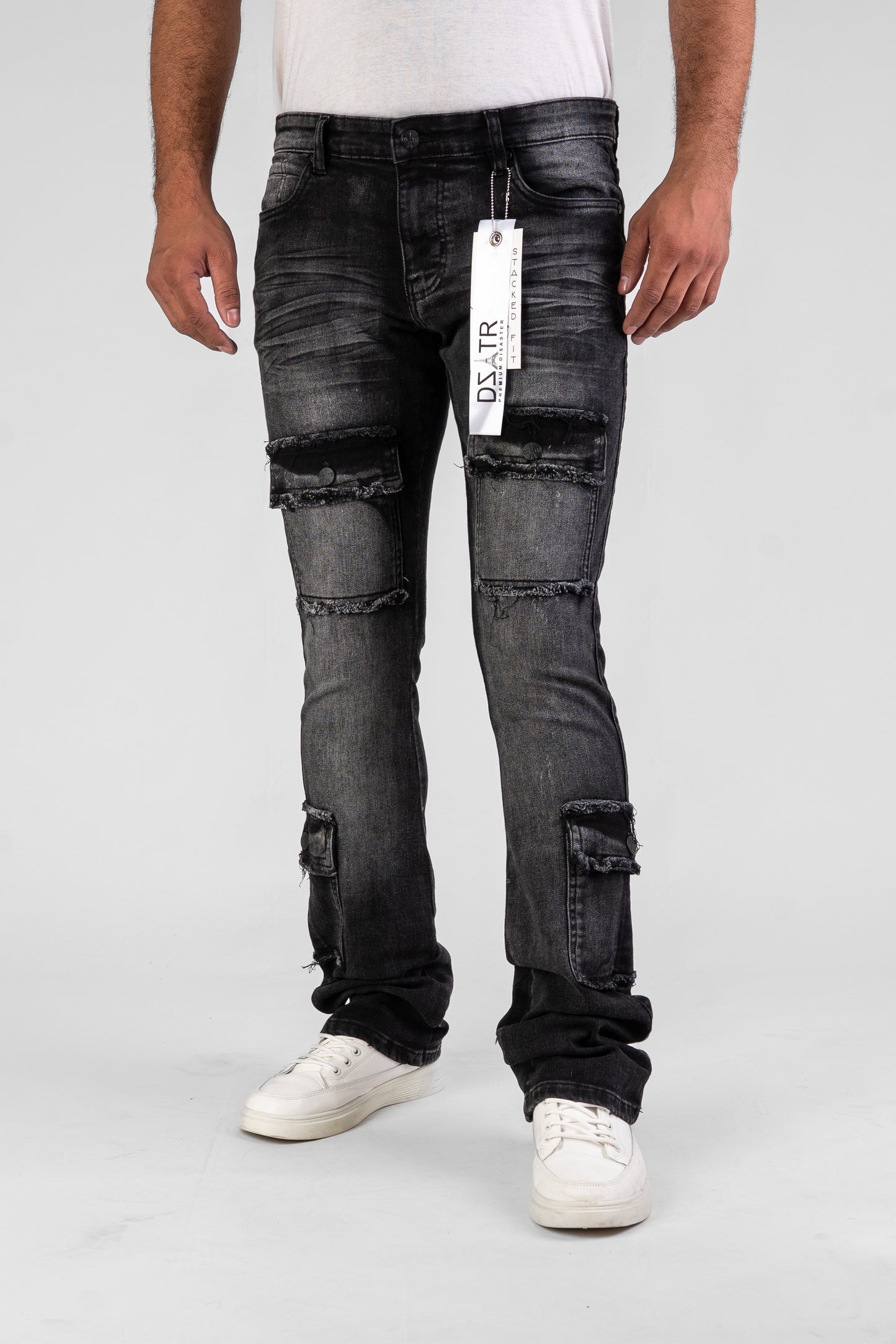 MENS CLASSIC ULTRA STRETCH DENIM - STACKED BLACK WASH DZTR-489