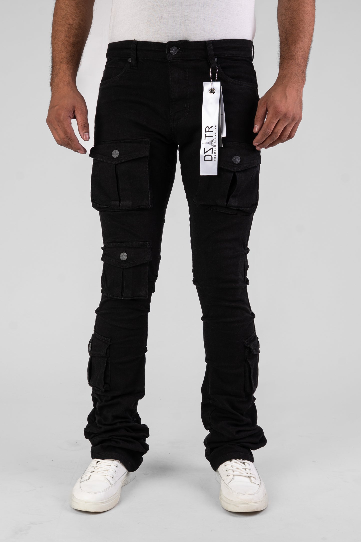 MENS CLASSIC ULTRA STRETCH DENIM - STACKED BLACK DZTR-488