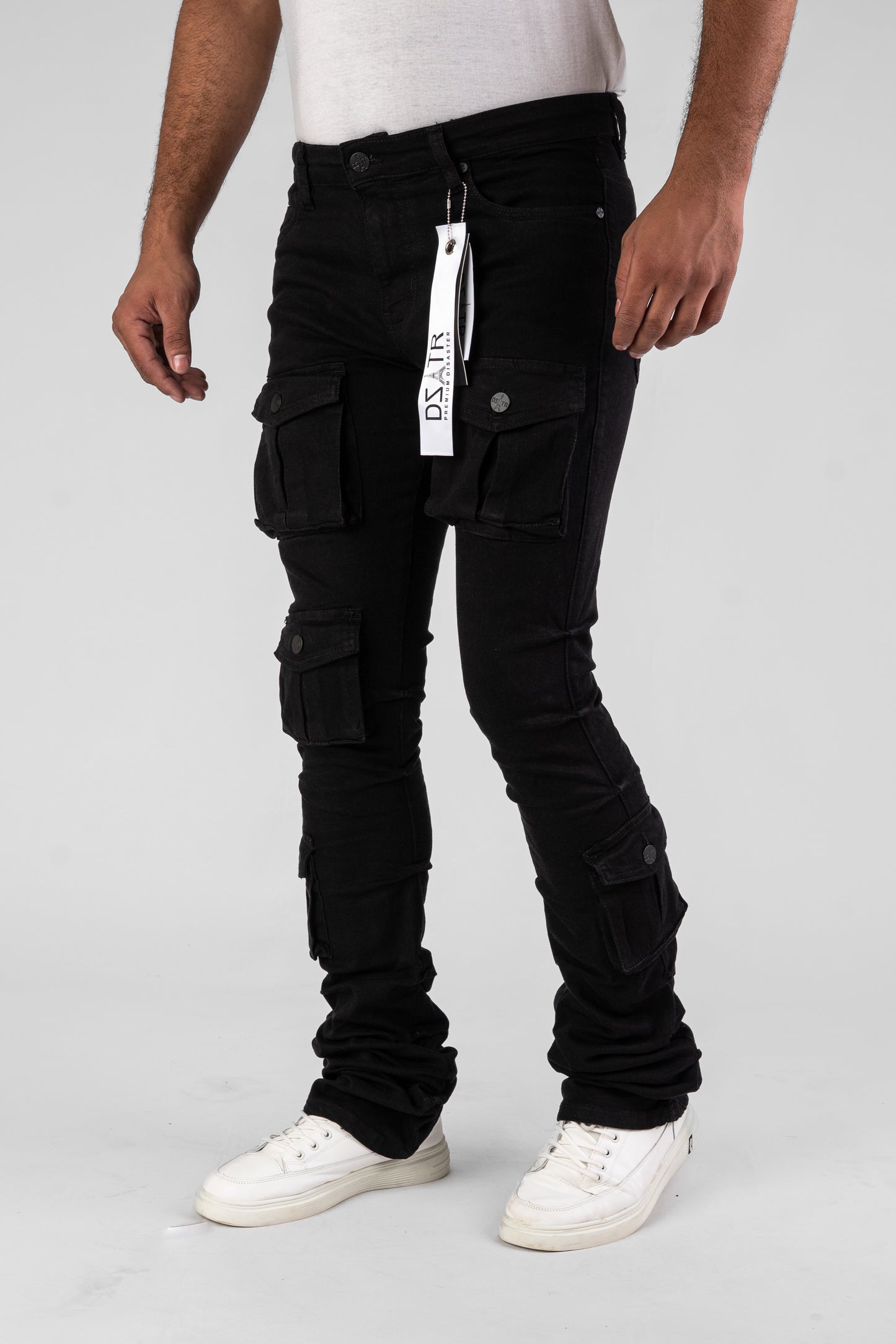 MENS CLASSIC ULTRA STRETCH DENIM - STACKED BLACK DZTR-488