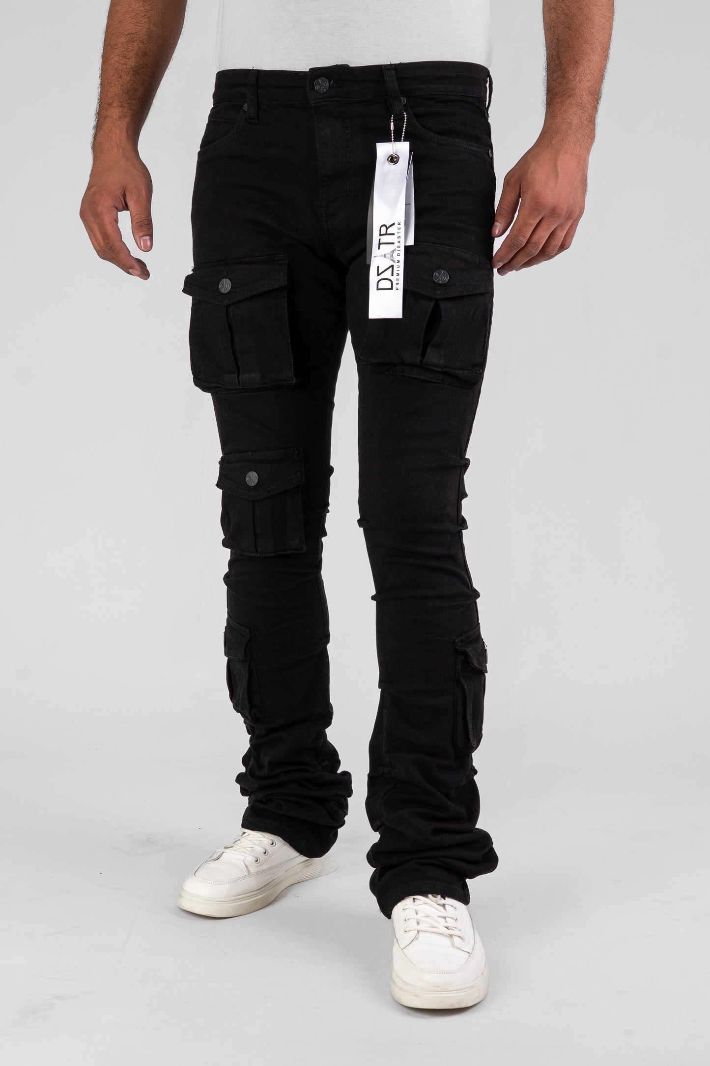 MENS CLASSIC ULTRA STRETCH DENIM - STACKED BLACK DZTR-488