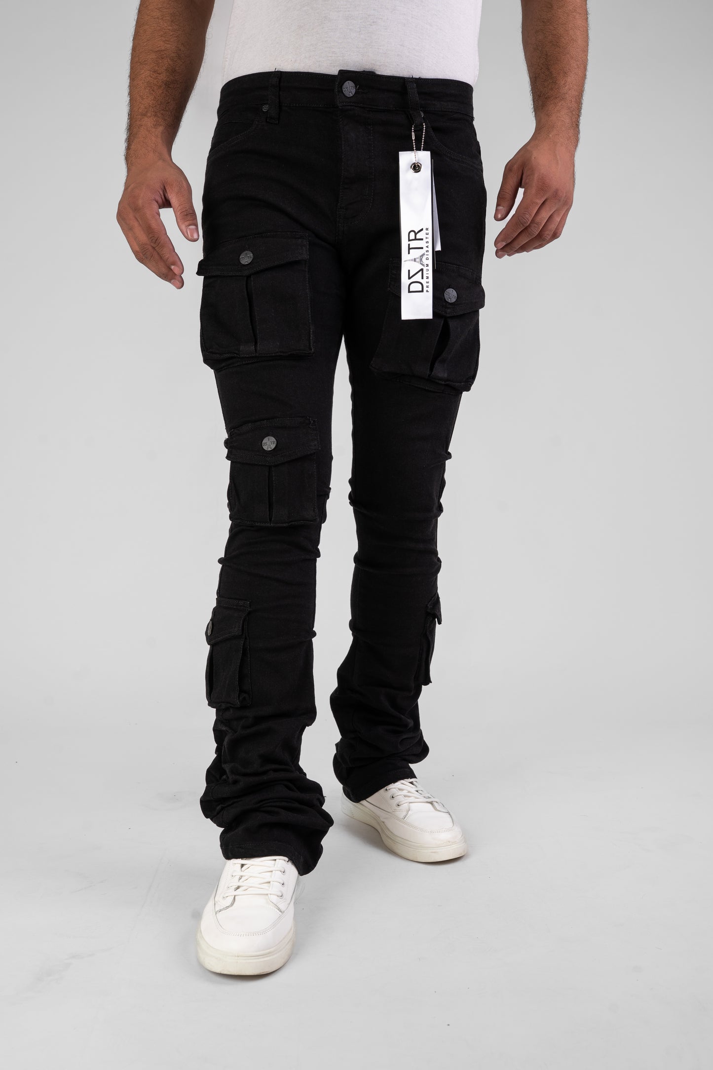 MENS CLASSIC ULTRA STRETCH DENIM - STACKED BLACK DZTR-488