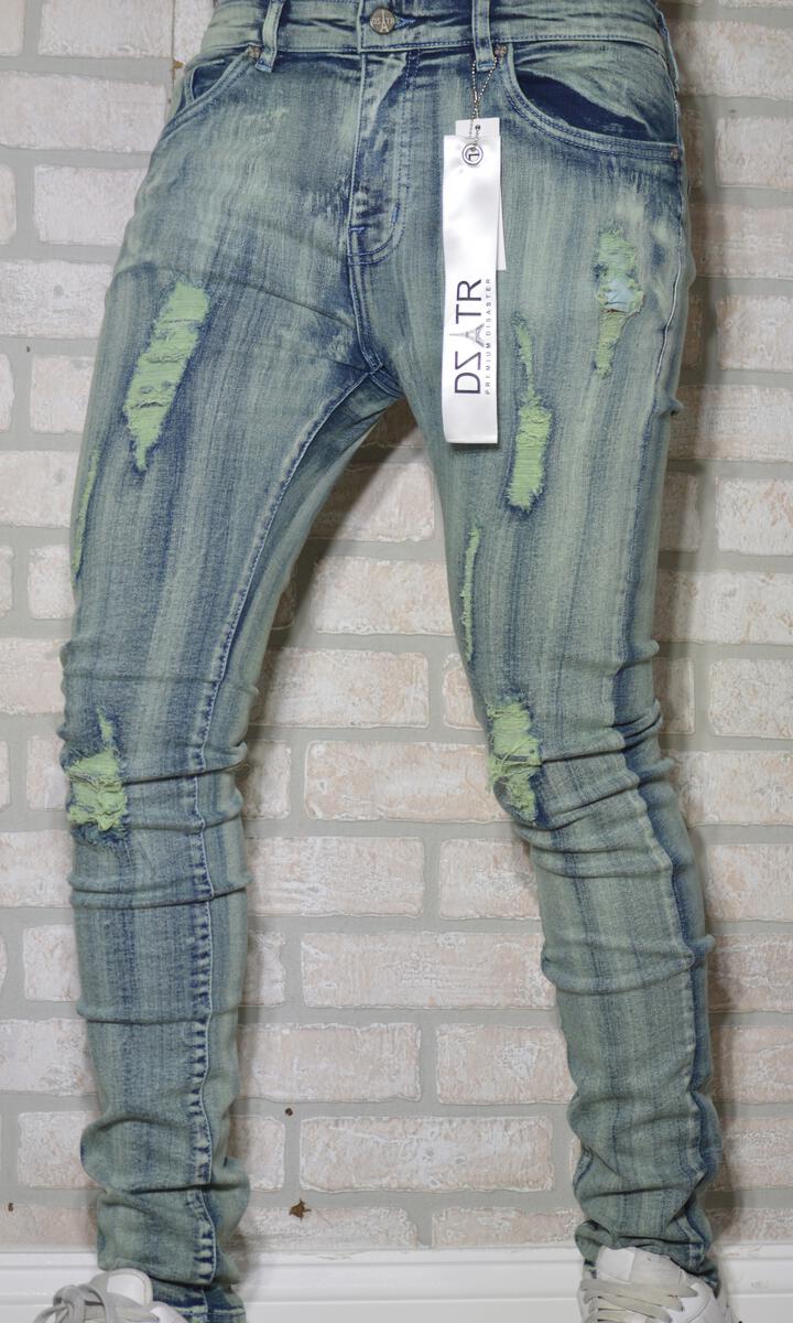 SUPER STRETCH DENIM - SKINNY- TINTED RIPPED (DZTR-245)