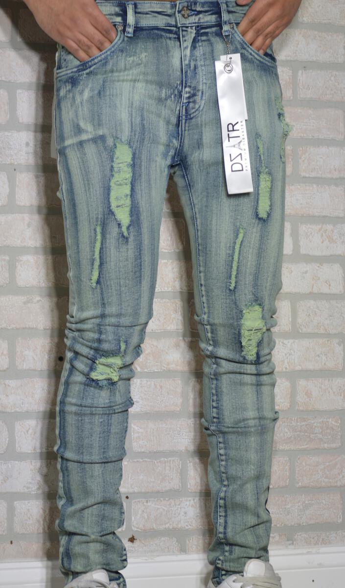 SUPER STRETCH DENIM - SKINNY- TINTED RIPPED (DZTR-245)