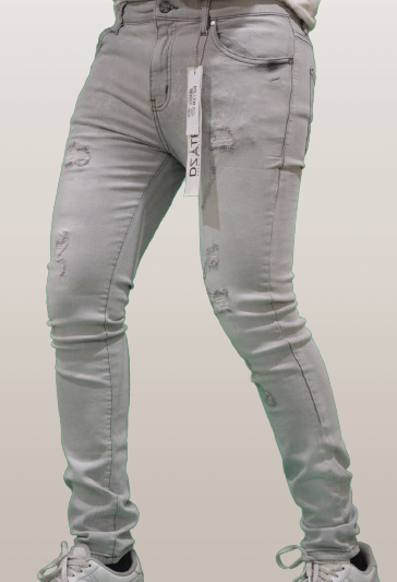 SUPER STRETCH DENIM - SLIM FIT - GREY BLK STITCH(DZTR-303)