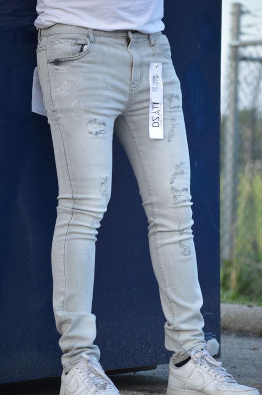 SUPER STRETCH DENIM - SLIM FIT - GREY BLK STITCH(DZTR-303)