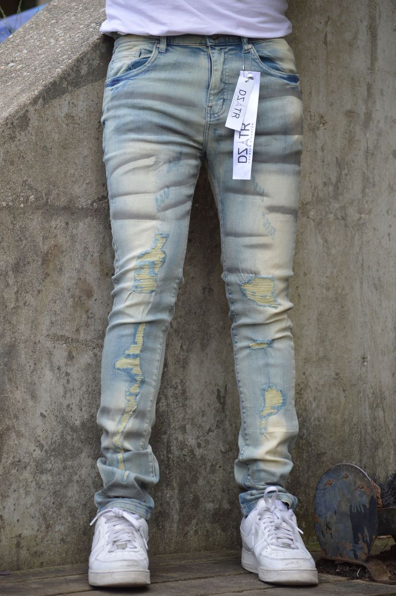 ICE/GREY SPRAYED WASH HEAVY DENIM-Stretch(DZTR-317)