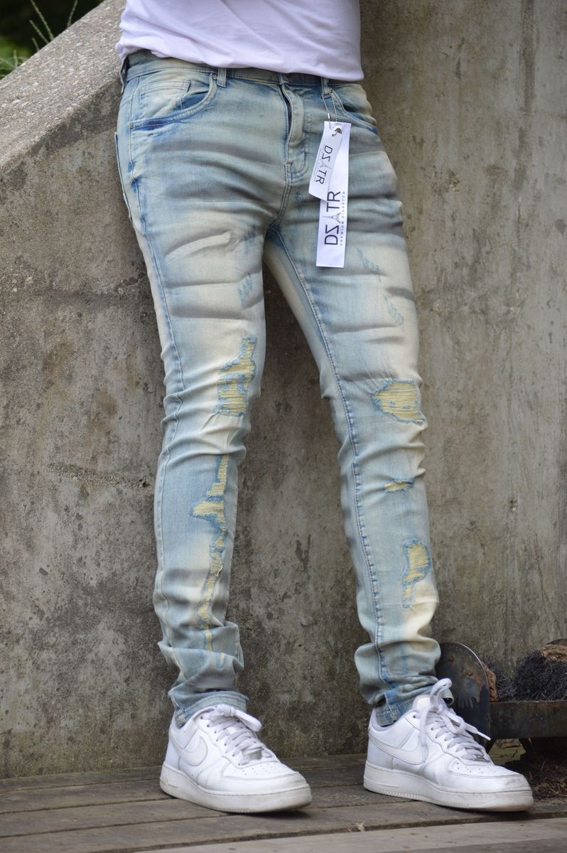 ICE/GREY SPRAYED WASH HEAVY DENIM-Stretch(DZTR-317)