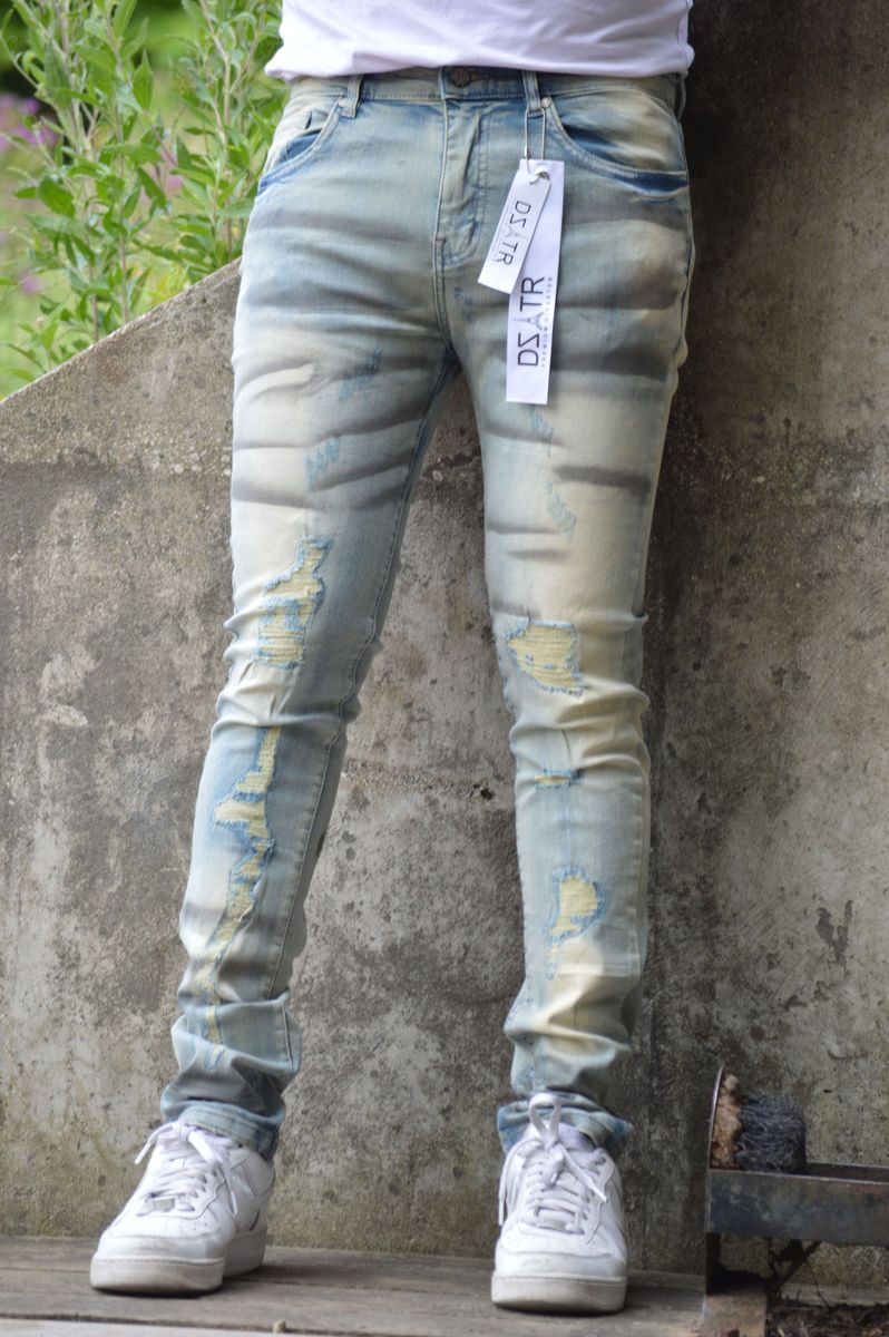 ICE/GREY SPRAYED WASH HEAVY DENIM-Stretch(DZTR-317)