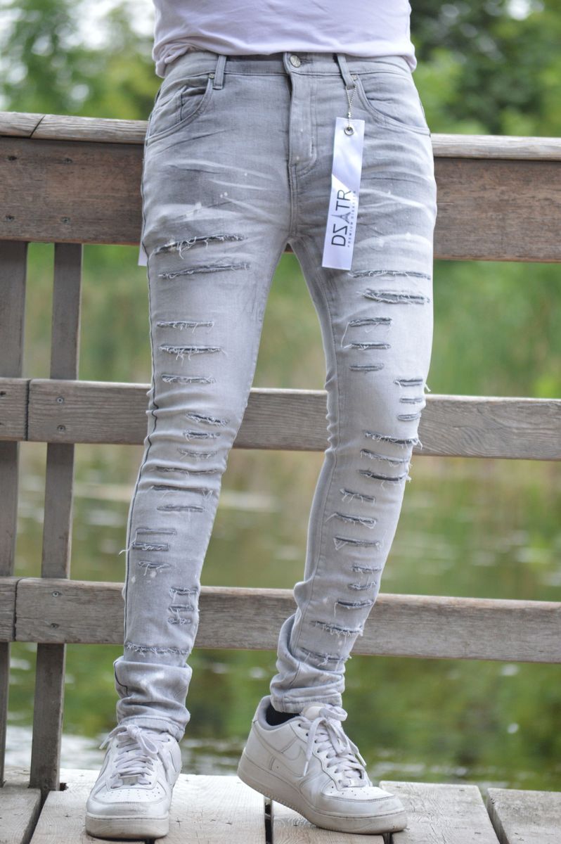 SUPER STRETCH DENIM - SLIM FIT - GREY CUT(DZTR-292)