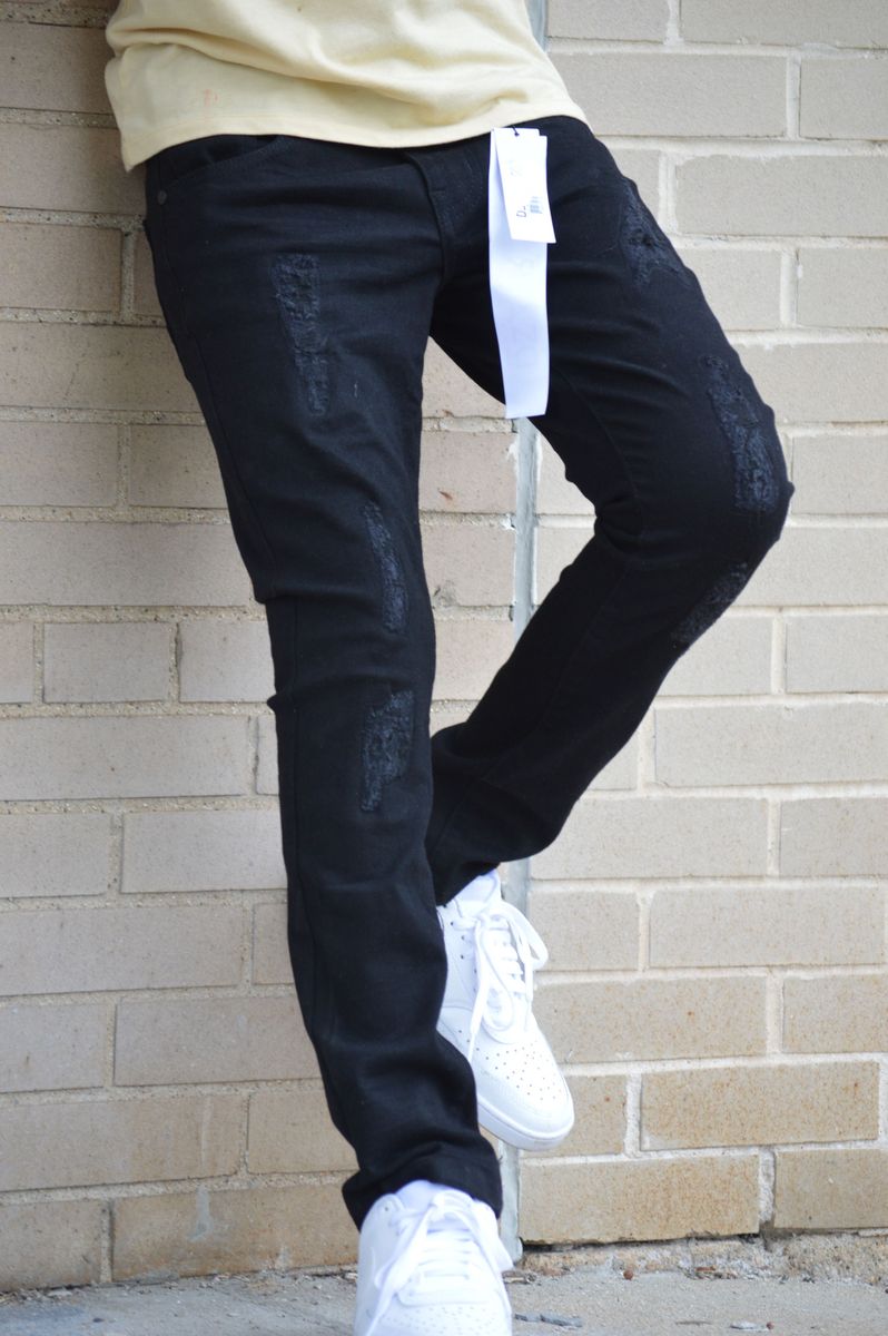 KIDS ULTRA STRETCH DENIM - BLACK RIPS(DZTR-K-007)