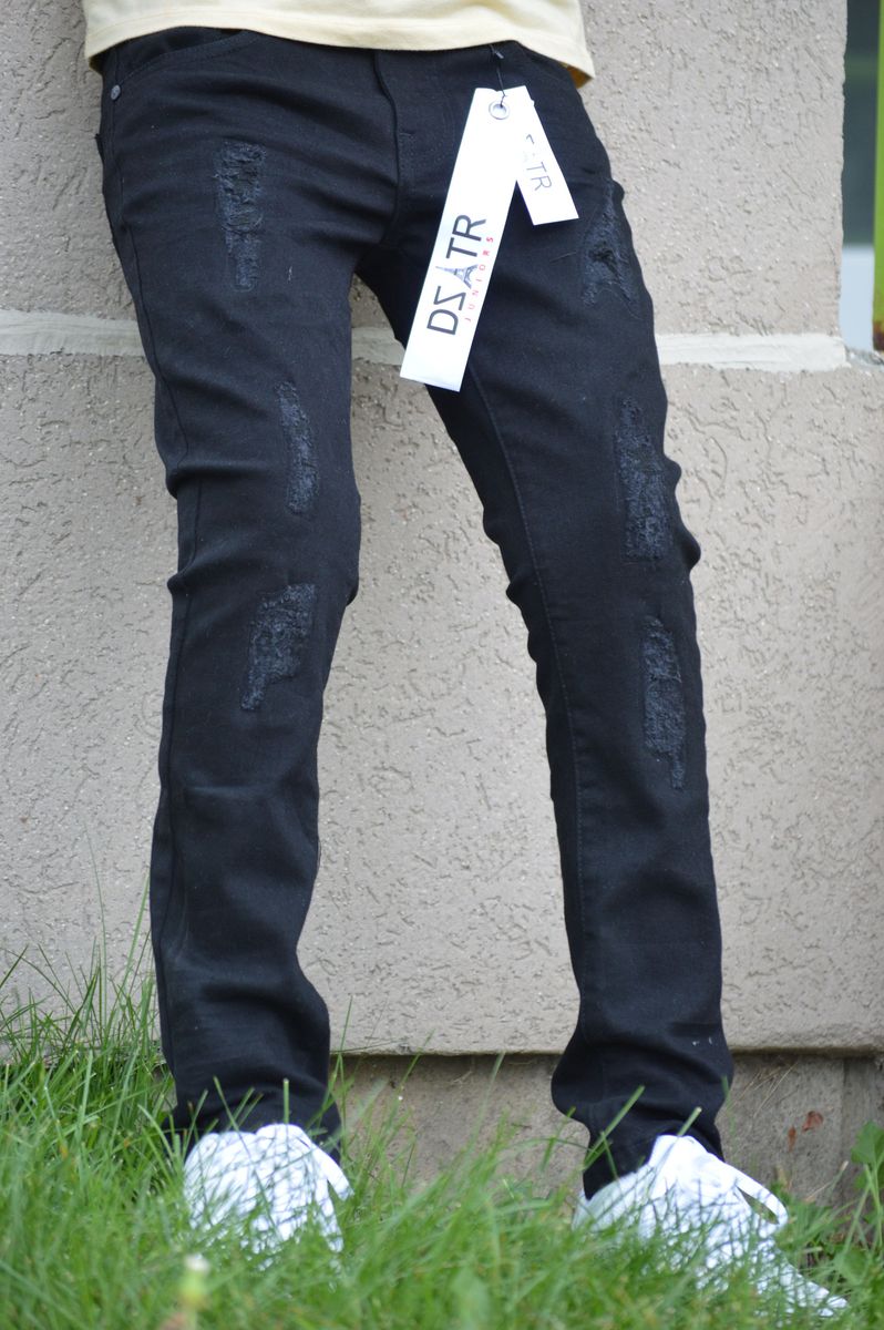 KIDS ULTRA STRETCH DENIM - BLACK RIPS(DZTR-K-007)