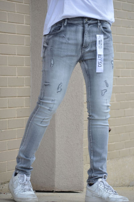 SUPER STRETCH DENIM - SLIM FIT - GREY PIN WASH (DZTR-304)