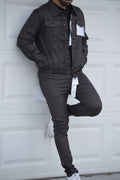 "WAX JACKET" - MAROON-BLK