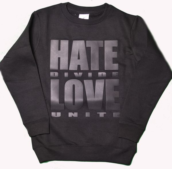 KIDS SWEATSHIRT - LOVE HATE- BLACK