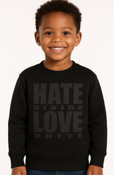 KIDS SWEATSHIRT - LOVE HATE- BLACK