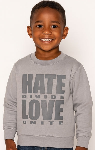KIDS SWEATSHIRT - LOVE HATE- GREY