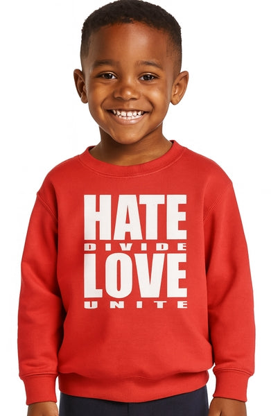 KIDS SWEATSHIRT - LOVE HATE- RED