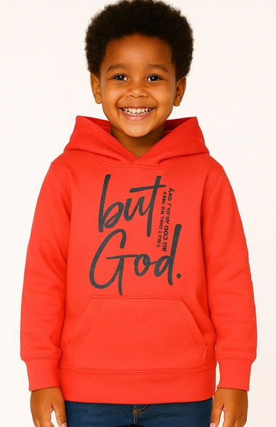 KIDS HOODIE - BUT GOD - RED