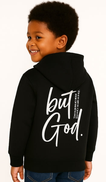 KIDS HOODIE - BUT GOD - BLACK