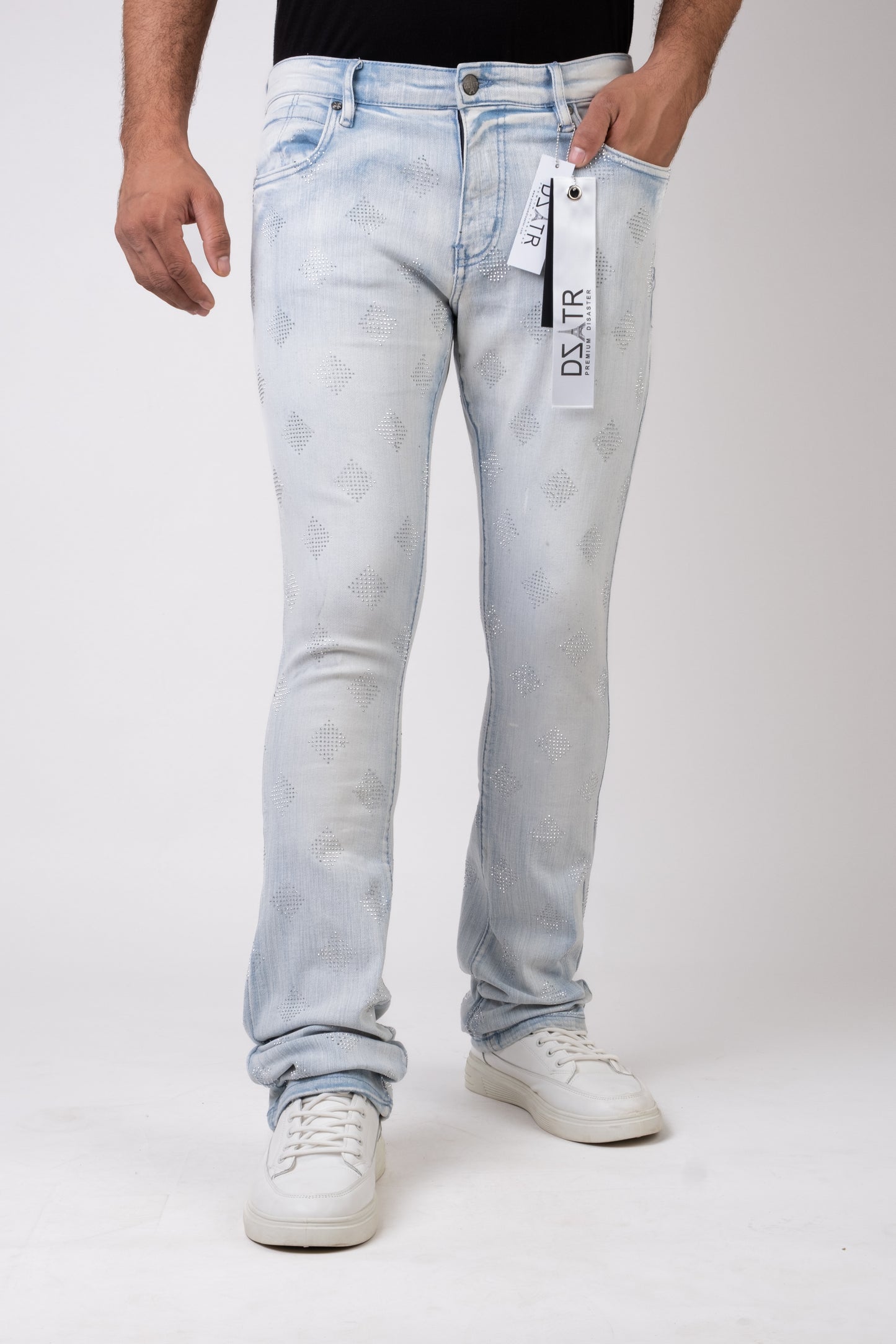 MENS STACKED ULTRA STRETCH DENIM -ICE DIAMOND DZTR -450