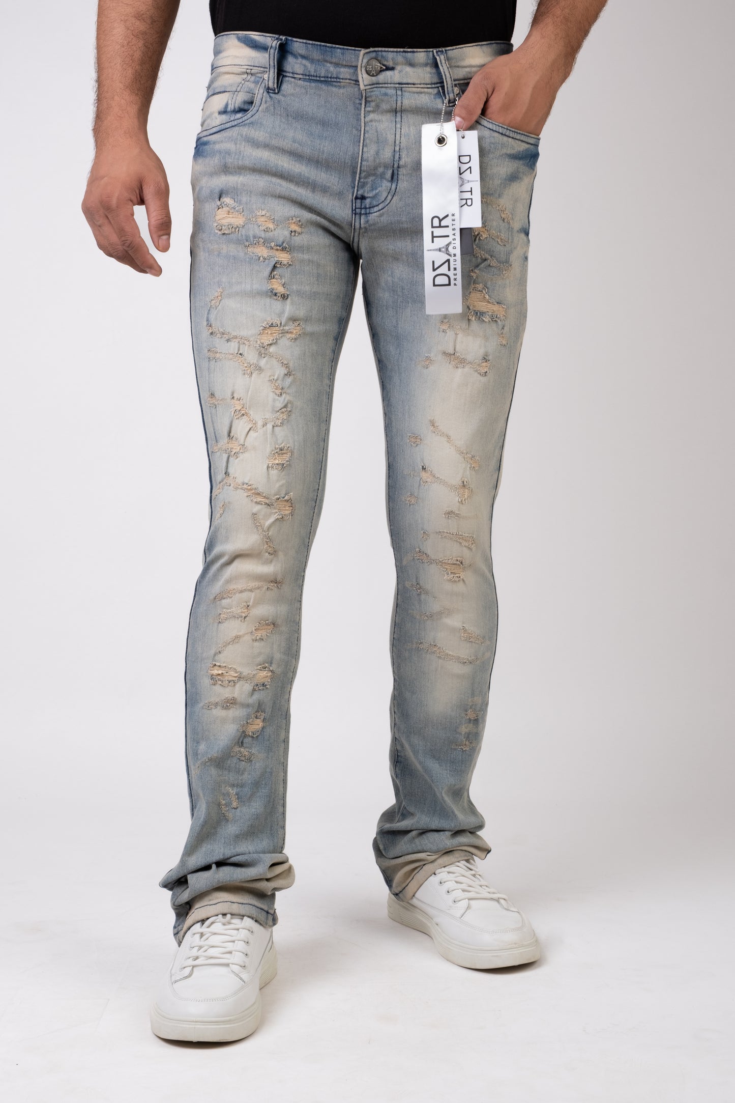 MENS STACKED ULTRA STRETCH DENIM -VINTAGE DZTR -494