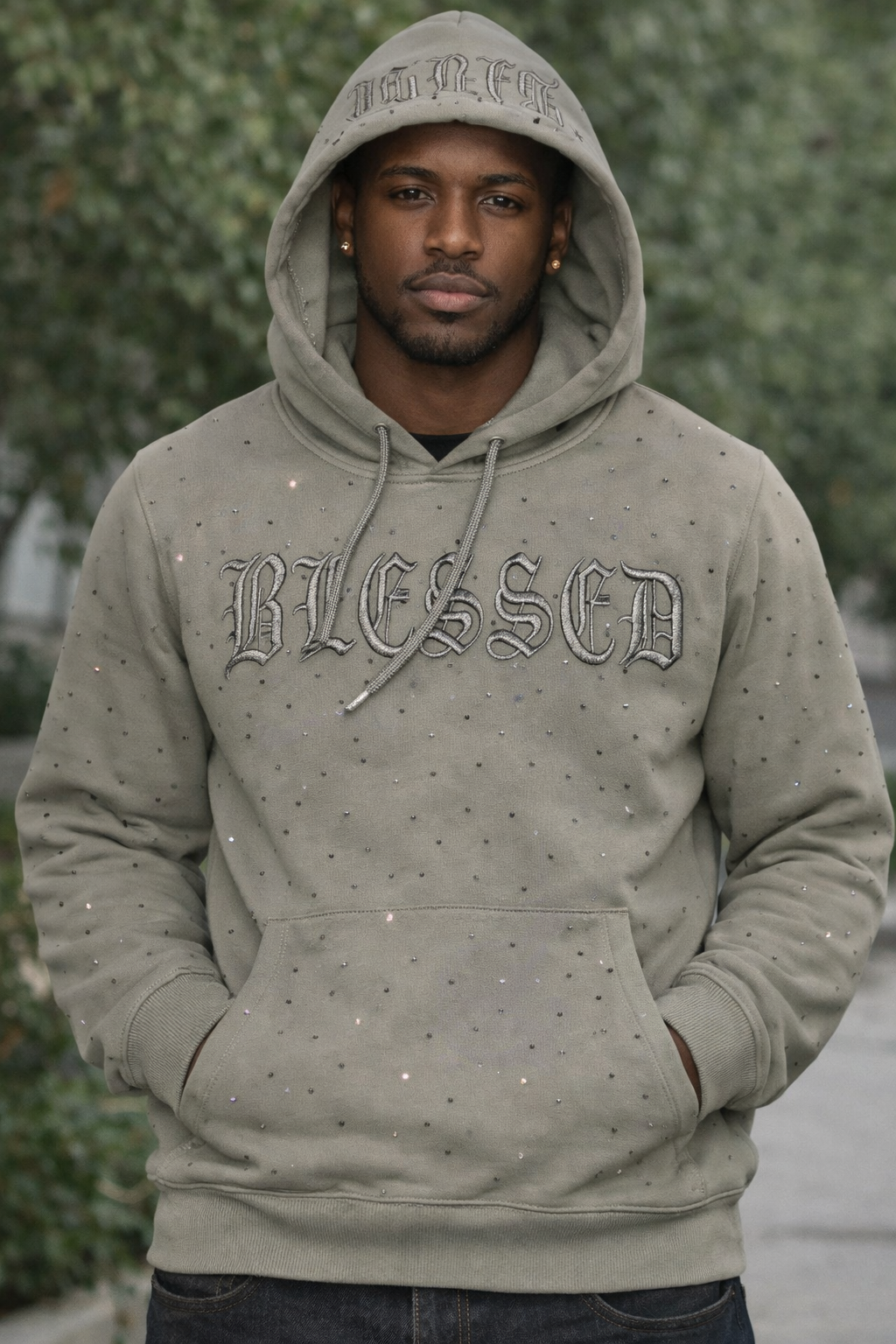 "MEN STONE HOODIE GREY" -BLESSED